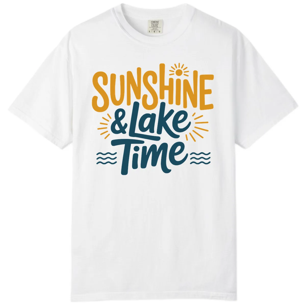 Sunshine And Lake Time Typography Comfort Color in White