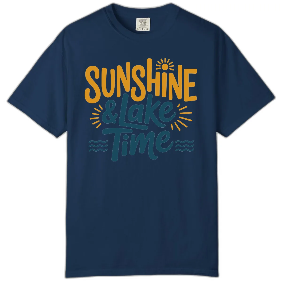 Sunshine And Lake Time Typography Comfort Color in Navy