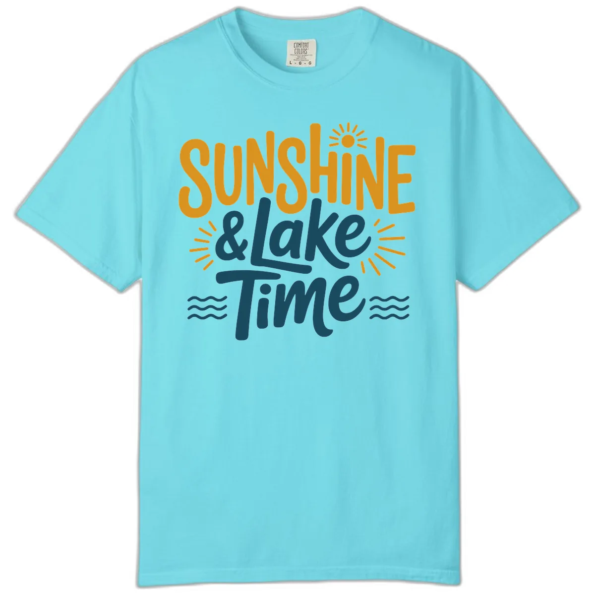 Sunshine And Lake Time Typography Comfort Color in Lagoon Blue