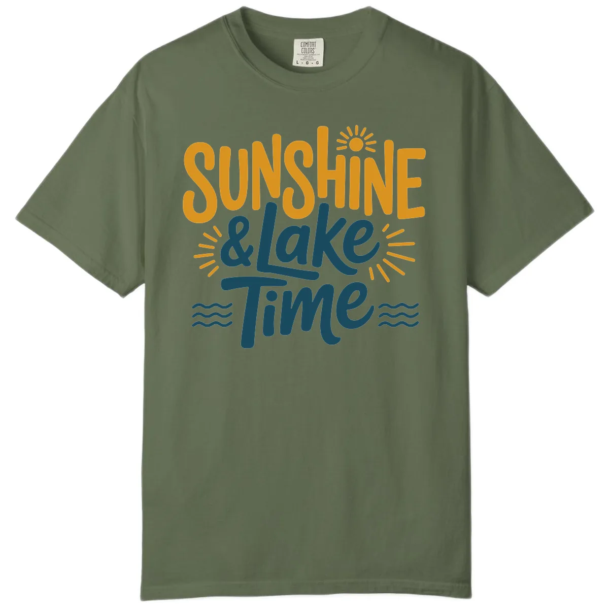 Sunshine And Lake Time Typography Comfort Color in Sage
