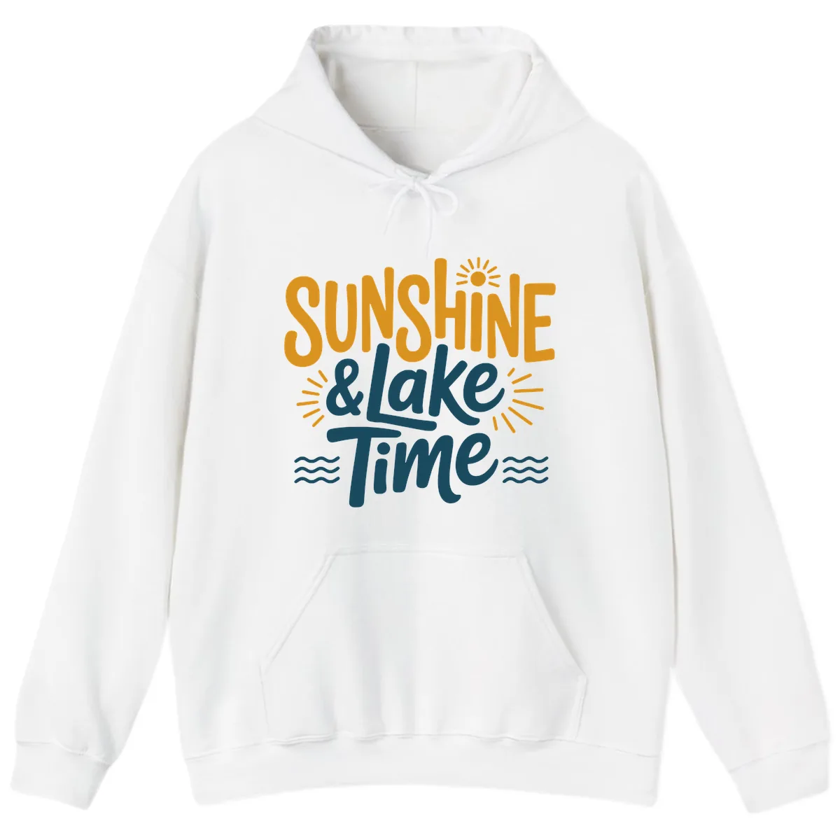 Sunshine And Lake Time Typography Hoodie in White