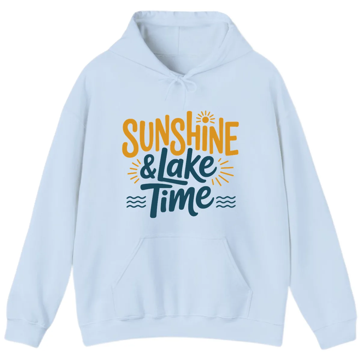 Sunshine And Lake Time Typography Hoodie in Light Blue
