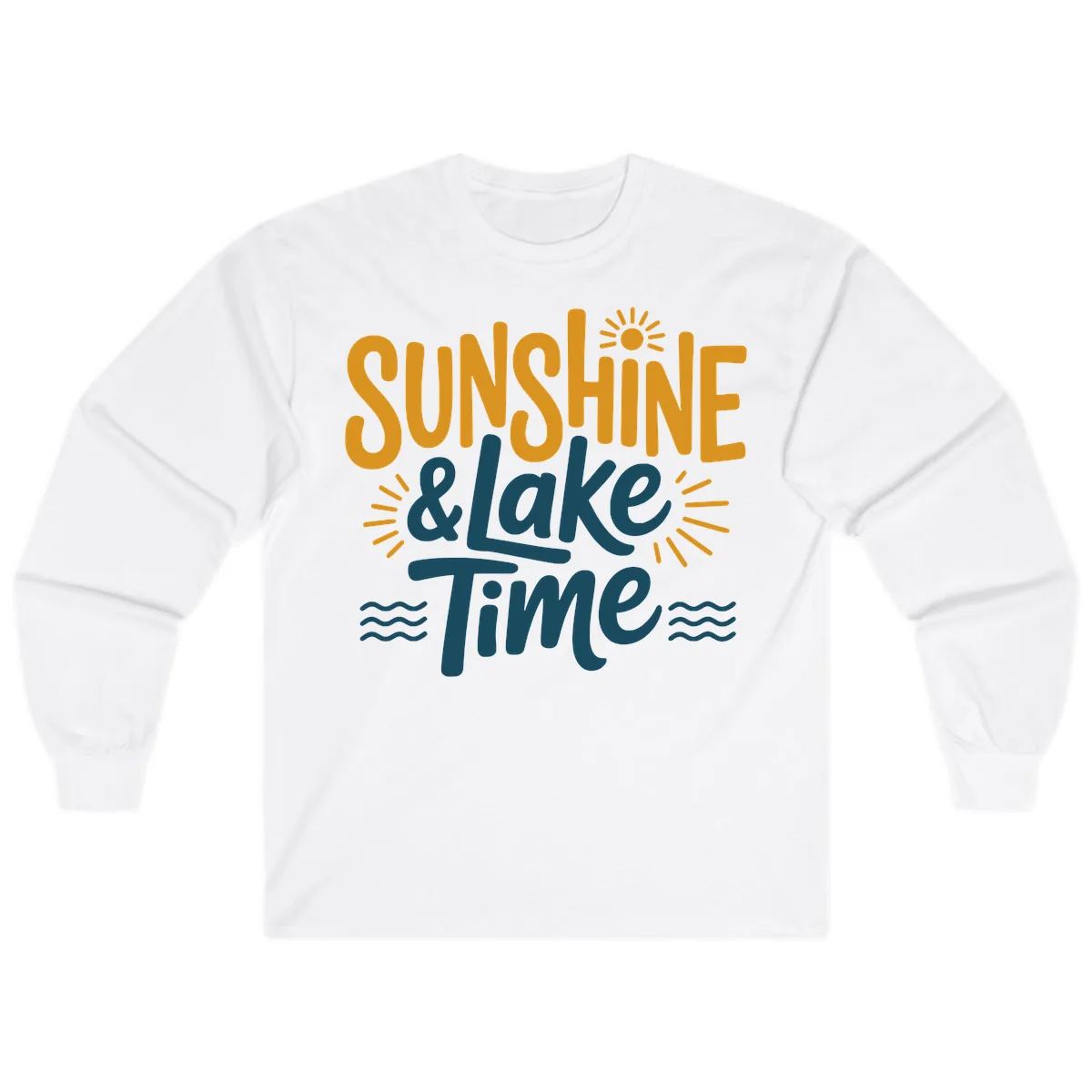 Sunshine And Lake Time Typography Long Sleeve in White