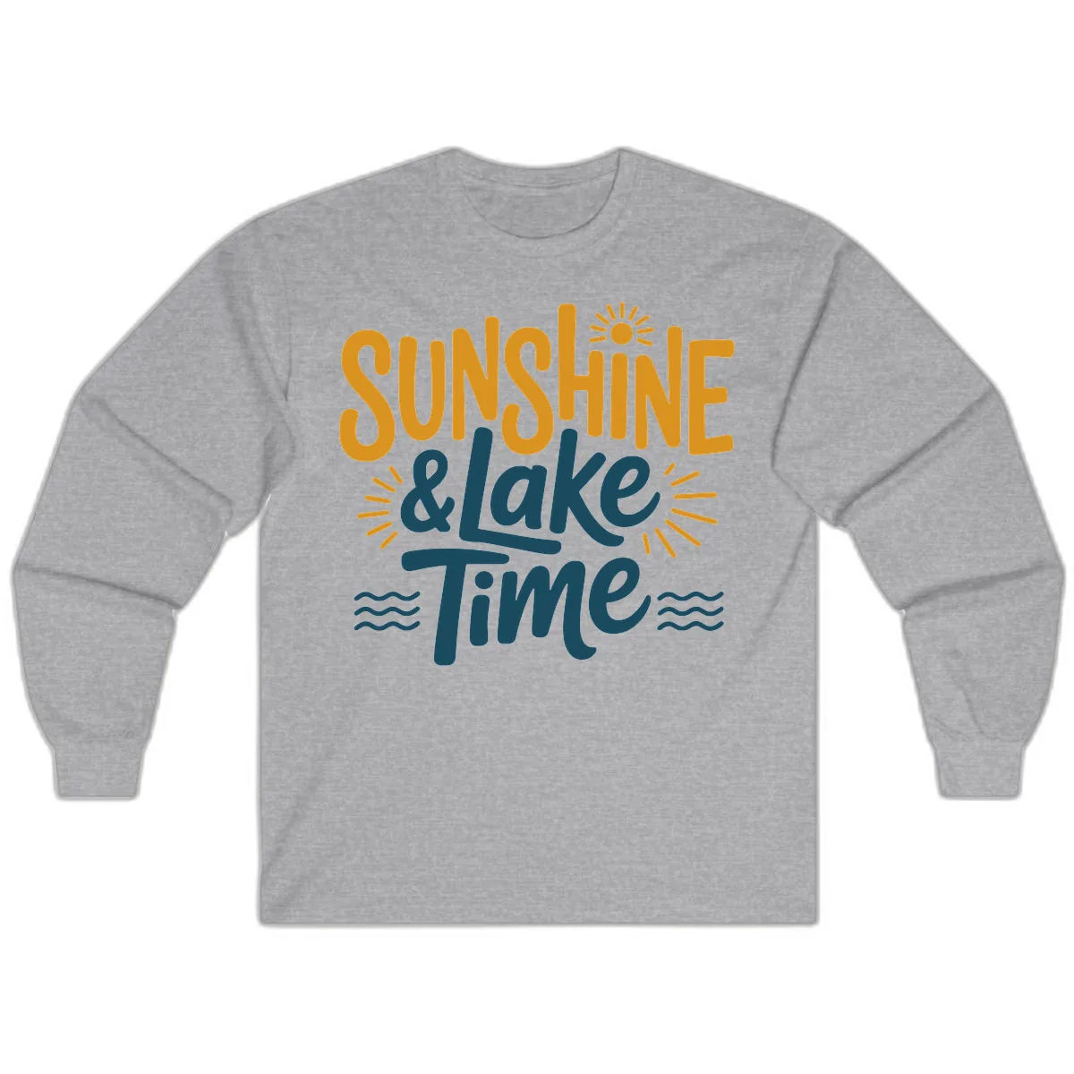 Sunshine And Lake Time Typography Long Sleeve in Sport Grey