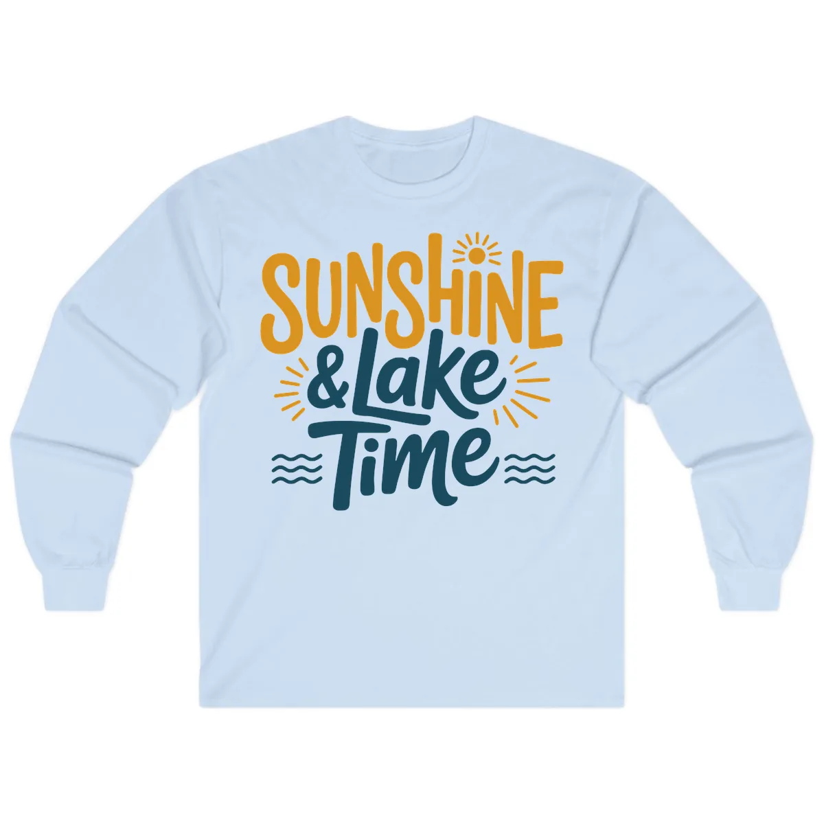 Sunshine And Lake Time Typography Long Sleeve in Light Blue