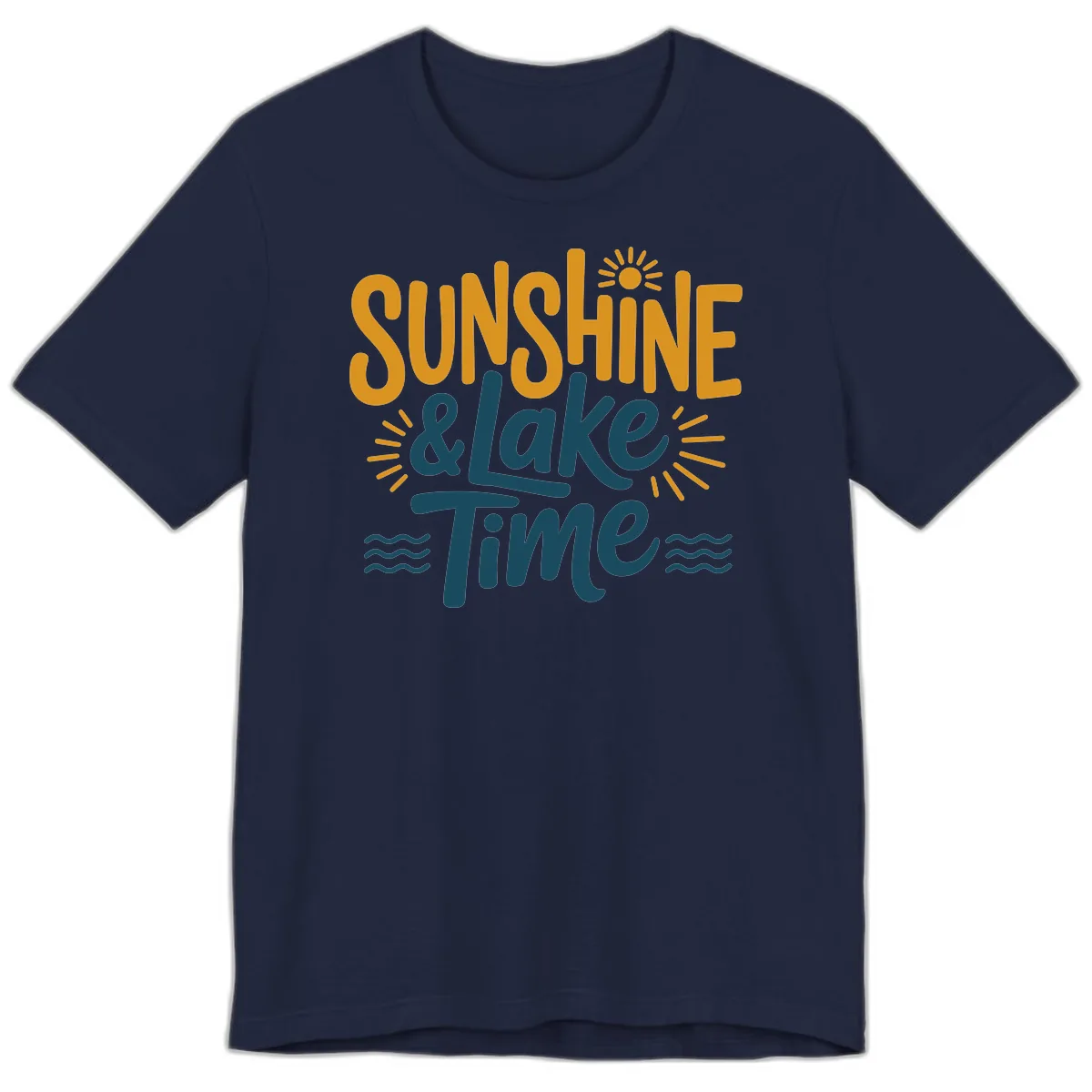 Sunshine And Lake Time Typography Premium T-Shirt in Navy