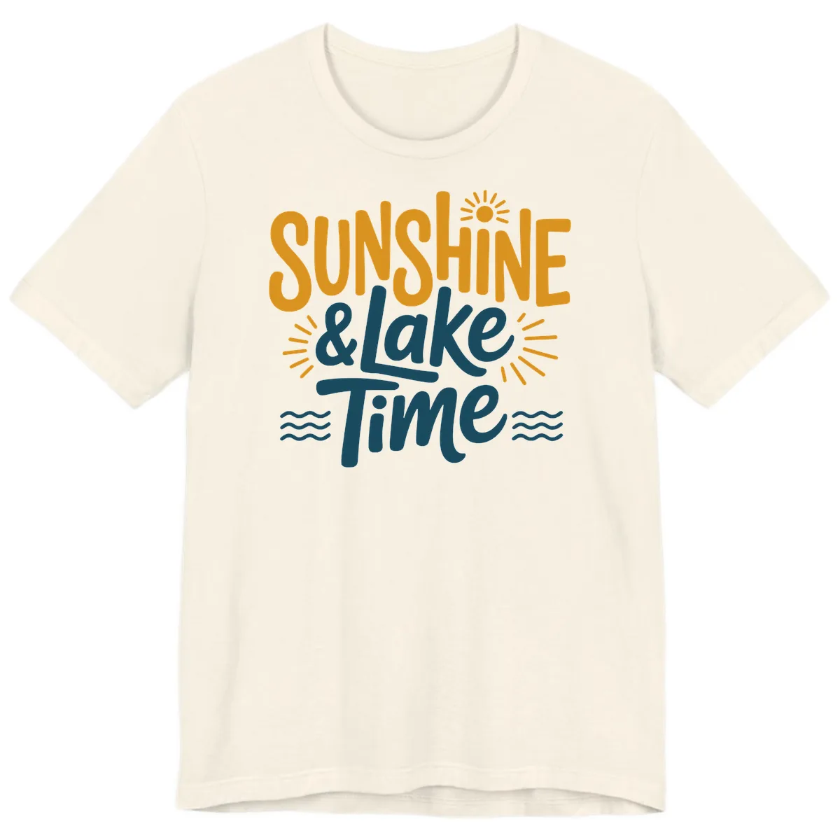 Sunshine And Lake Time Typography Premium T-Shirt in Natural