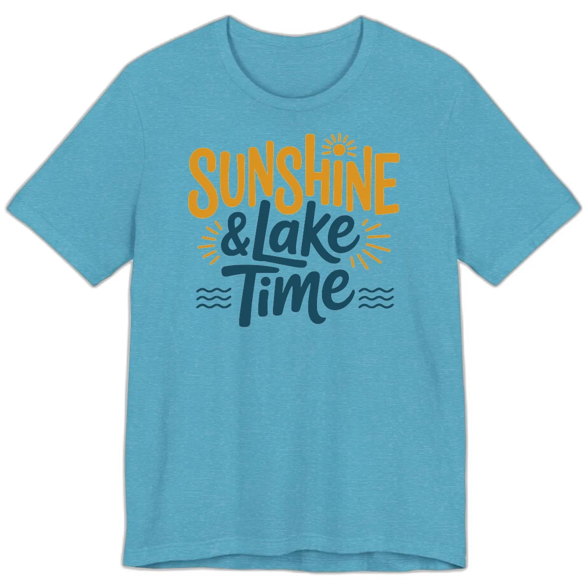 Sunshine And Lake Time Typography Premium T-Shirt in Heather Aqua