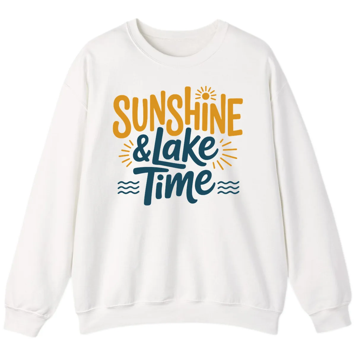 Sunshine And Lake Time Typography Sweatshirt in White