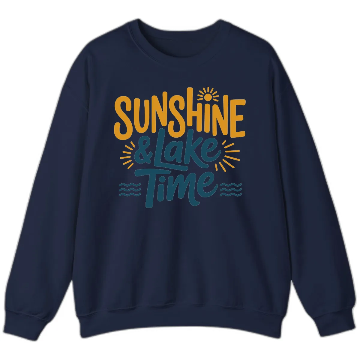 Sunshine And Lake Time Typography Sweatshirt in Navy