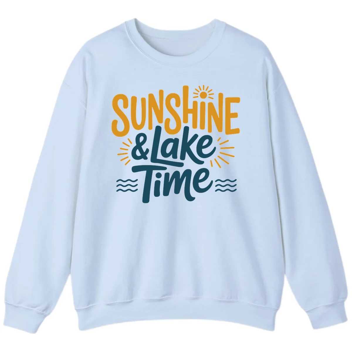 Sunshine And Lake Time Typography Sweatshirt in Light Blue