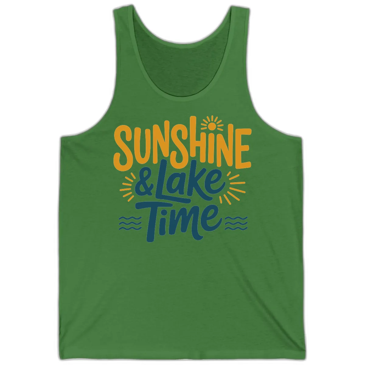 Sunshine And Lake Time Typography Tank in Leaf