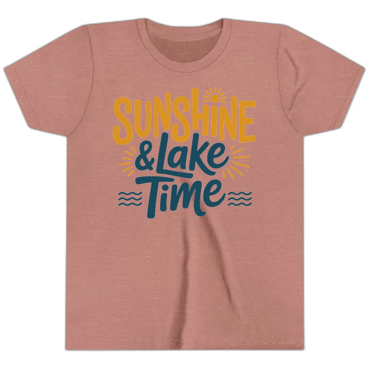 Sunshine And Lake Time Typography Youth T-Shirt in Heather Mauve