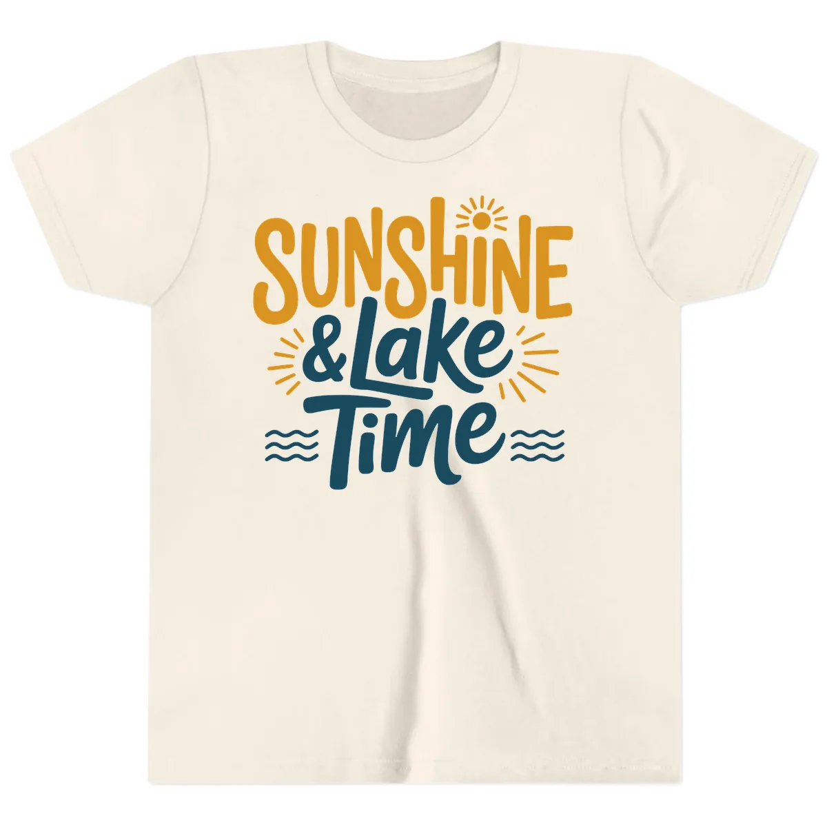 Sunshine And Lake Time Typography Youth T-Shirt in Natural