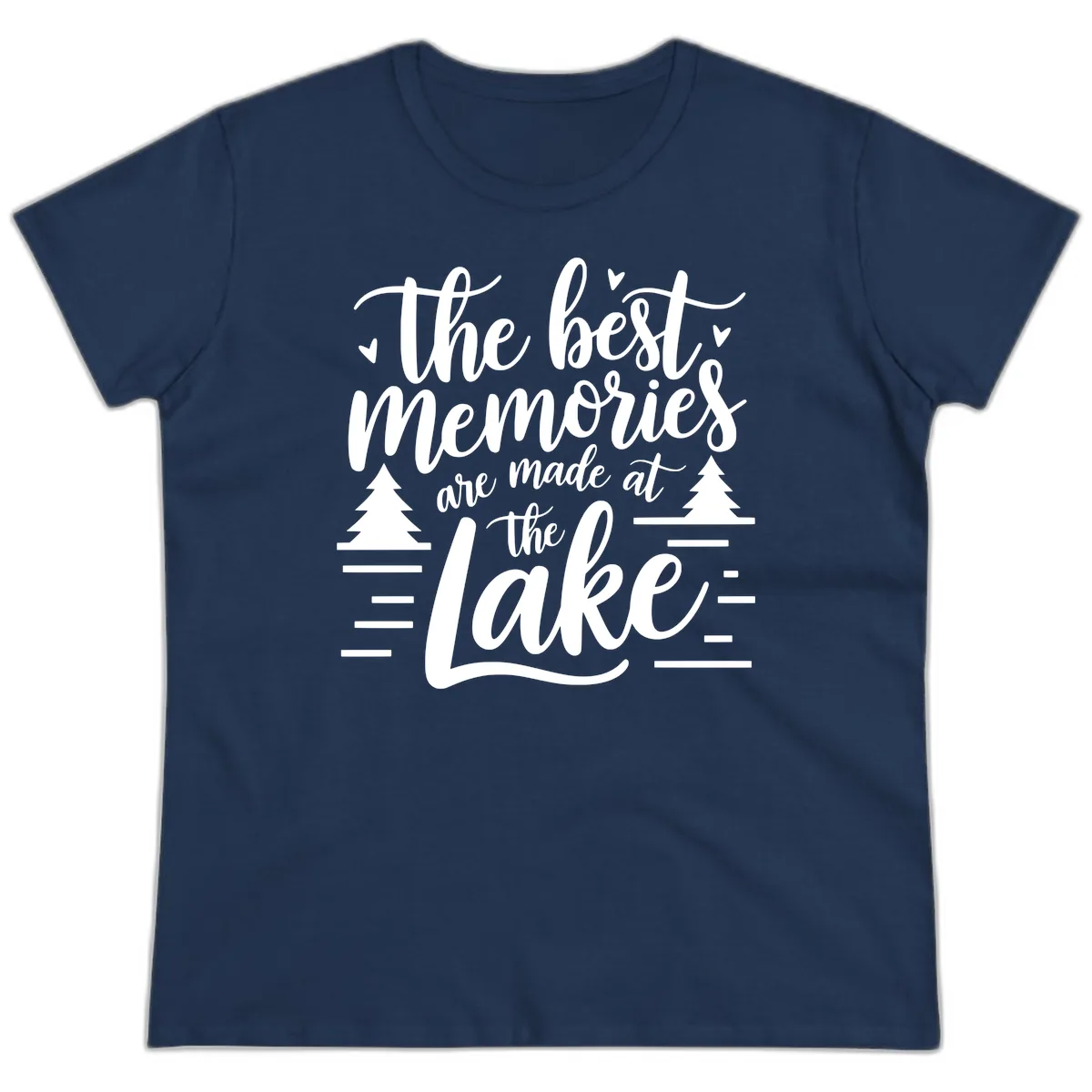 The Best Memories Are Made At The Lake Ladies Tee in Navy