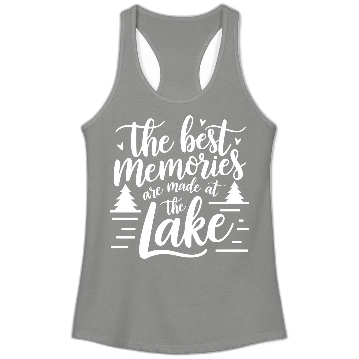 The Best Memories Are Made At The Lake Ladies Tank in Heather Grey