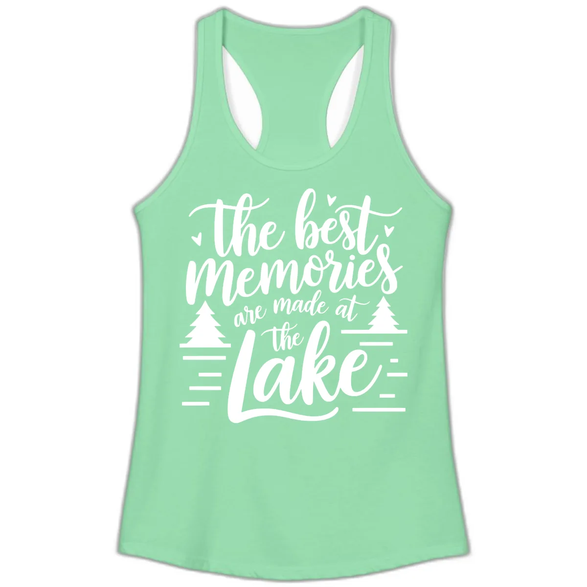 The Best Memories Are Made At The Lake Ladies Tank in Solid Mint