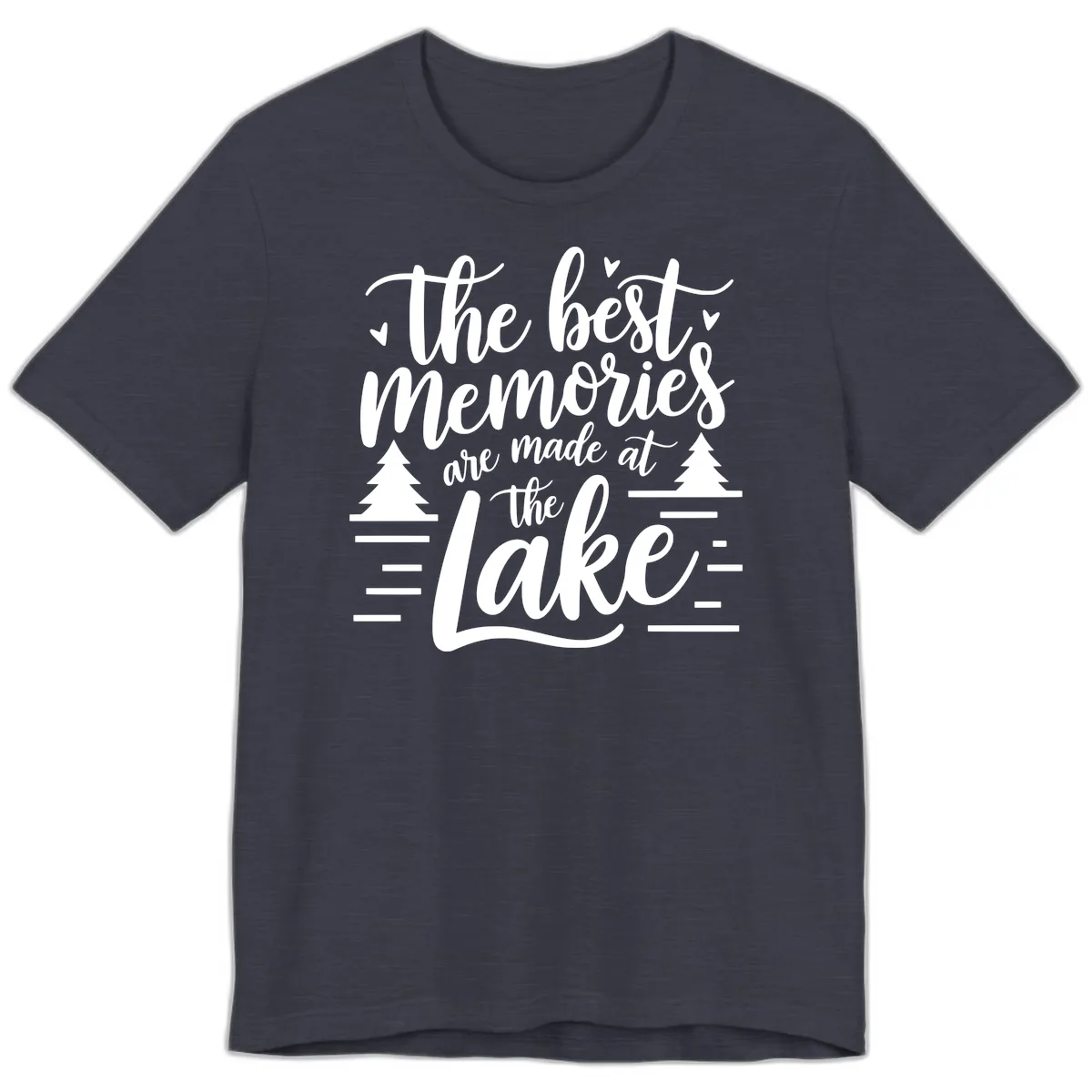 The Best Memories Are Made At The Lake Premium T-Shirt in Heather Midnight Navy