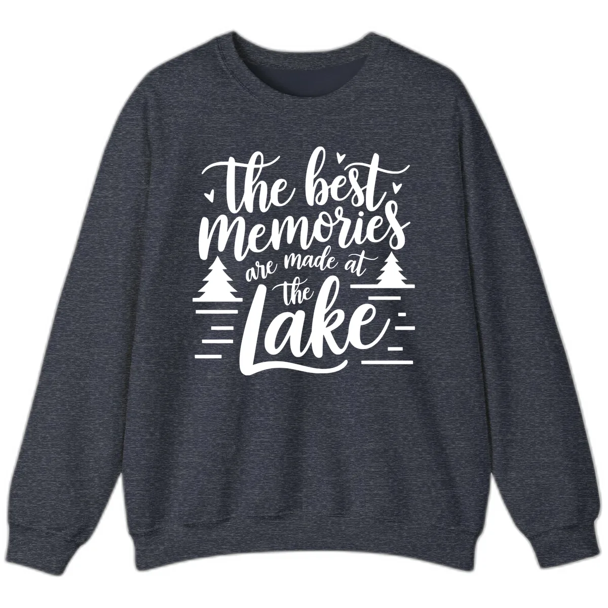 The Best Memories Are Made At The Lake Sweatshirt in Heather Sport Dark Navy