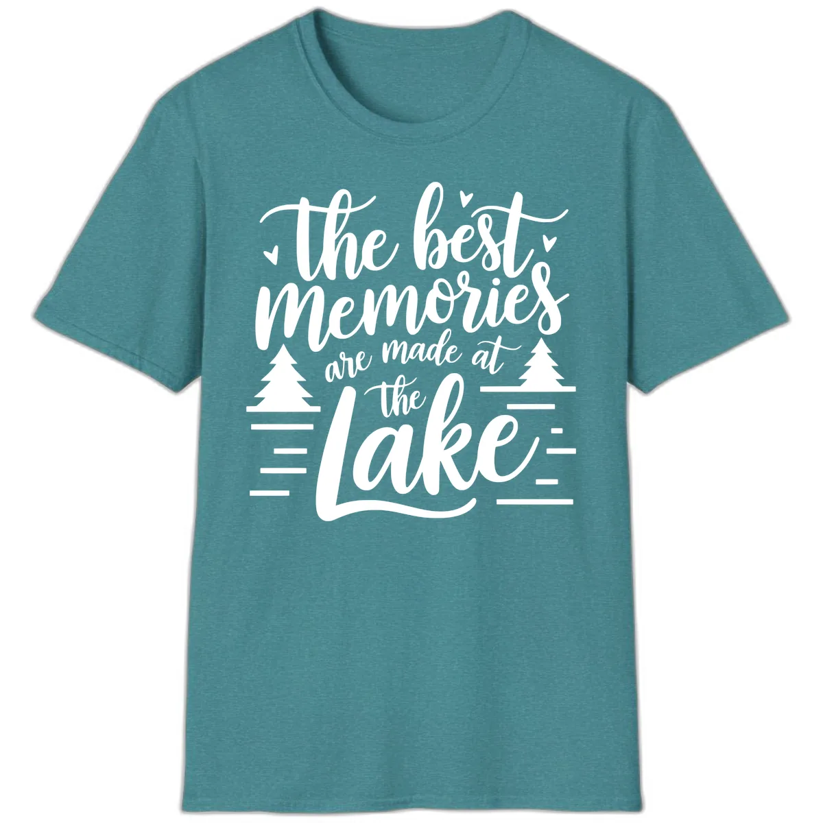 The Best Memories Are Made At The Lake T-Shirt in Heather Galapagos Blue