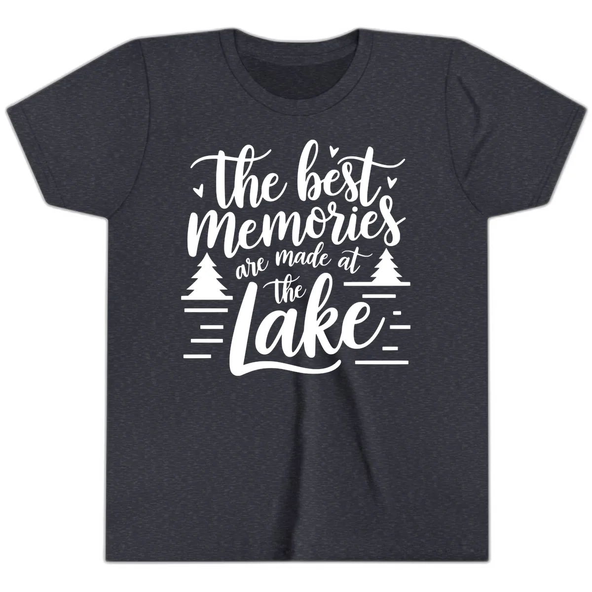 The Best Memories Are Made At The Lake Youth T-Shirt in Heather Navy