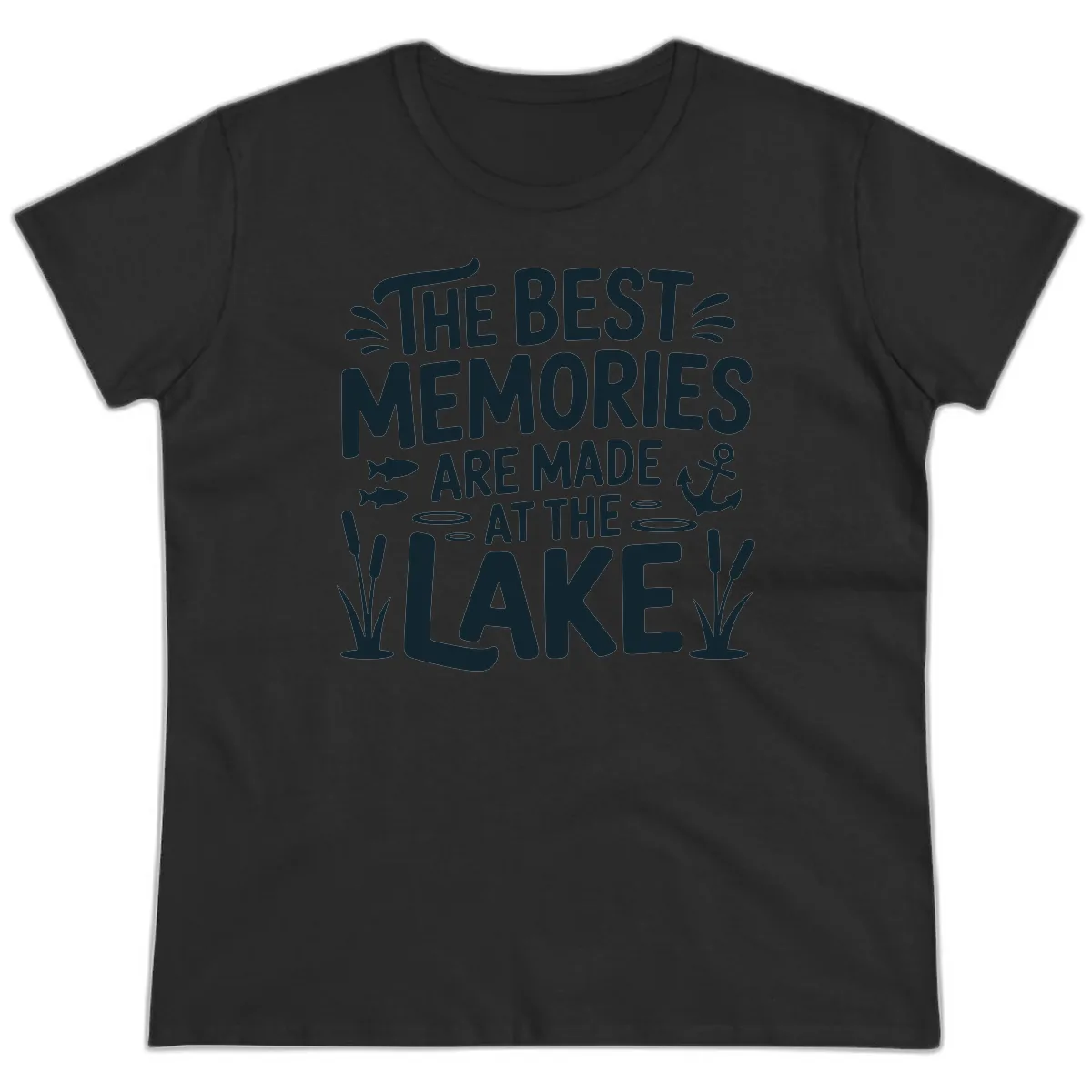 The Best Memories Are Made At The Lake Ladies Tee in Black