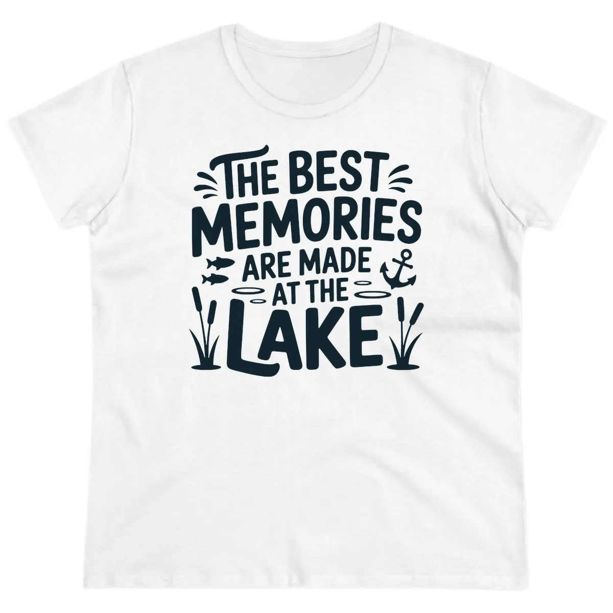 The Best Memories Are Made At The Lake Ladies Tee in White