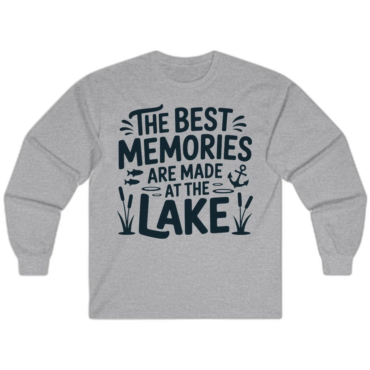 The Best Memories Are Made At The Lake Long Sleeve in Sport Grey
