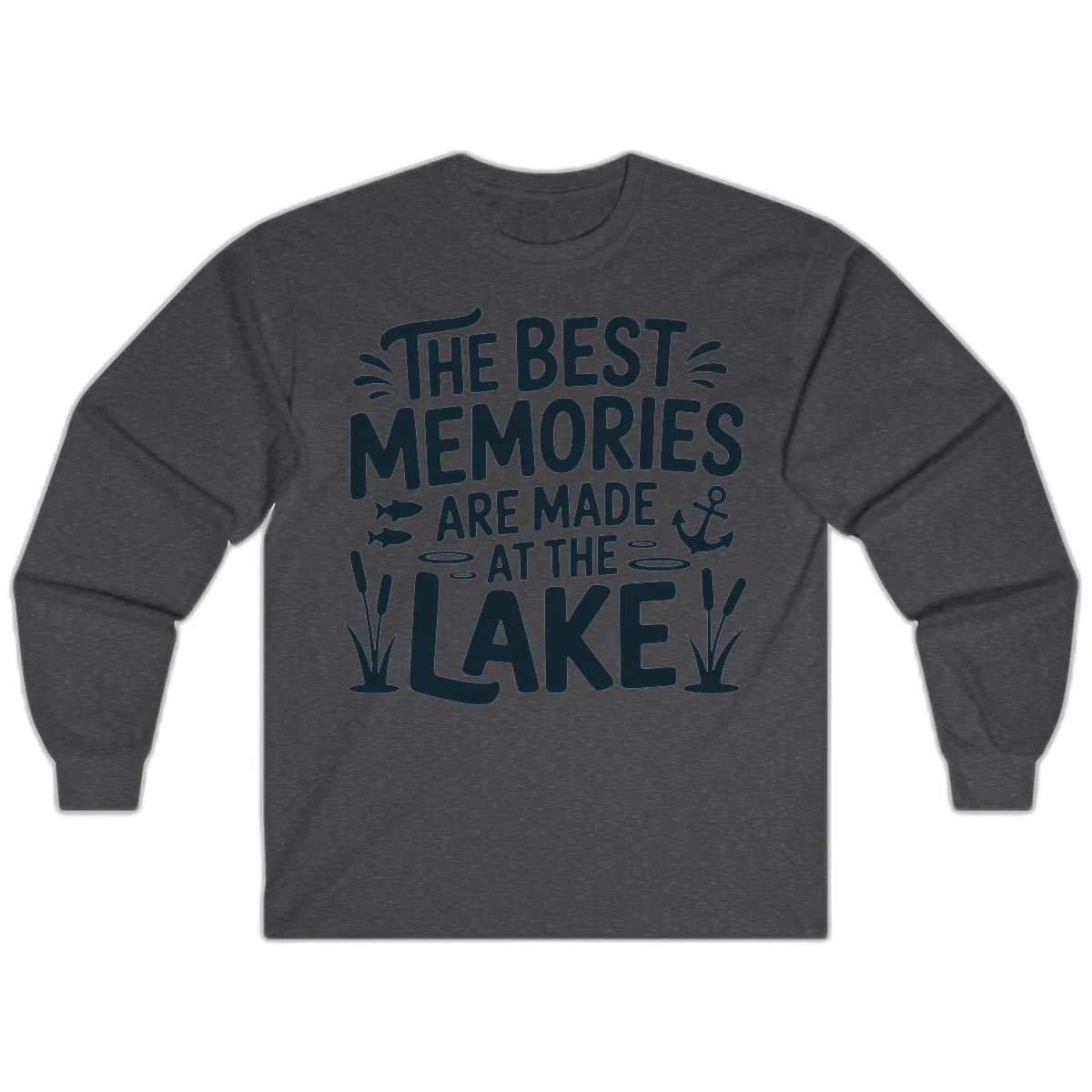 The Best Memories Are Made At The Lake Long Sleeve in Dark Heather