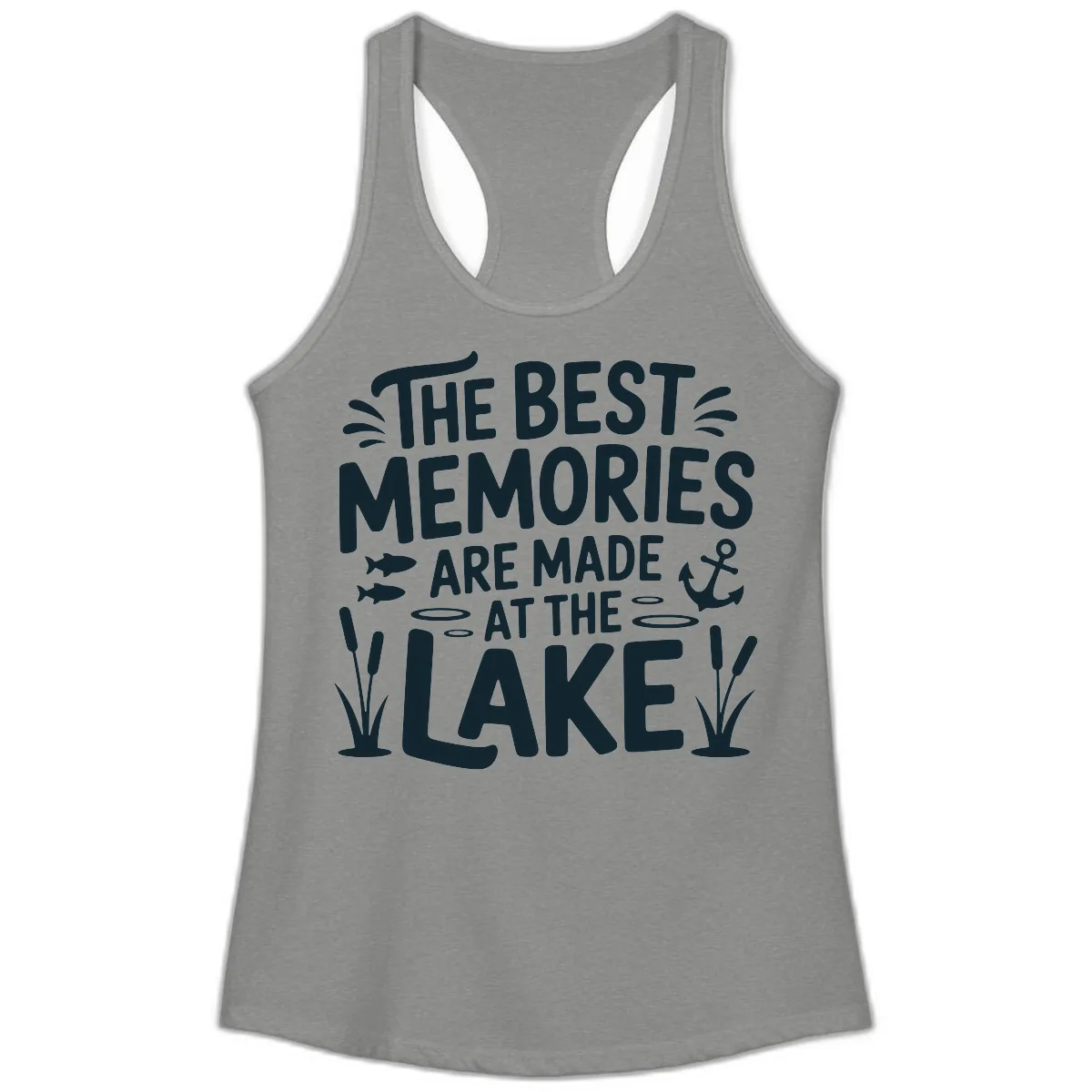 The Best Memories Are Made At The Lake Ladies Tank in Heather Grey