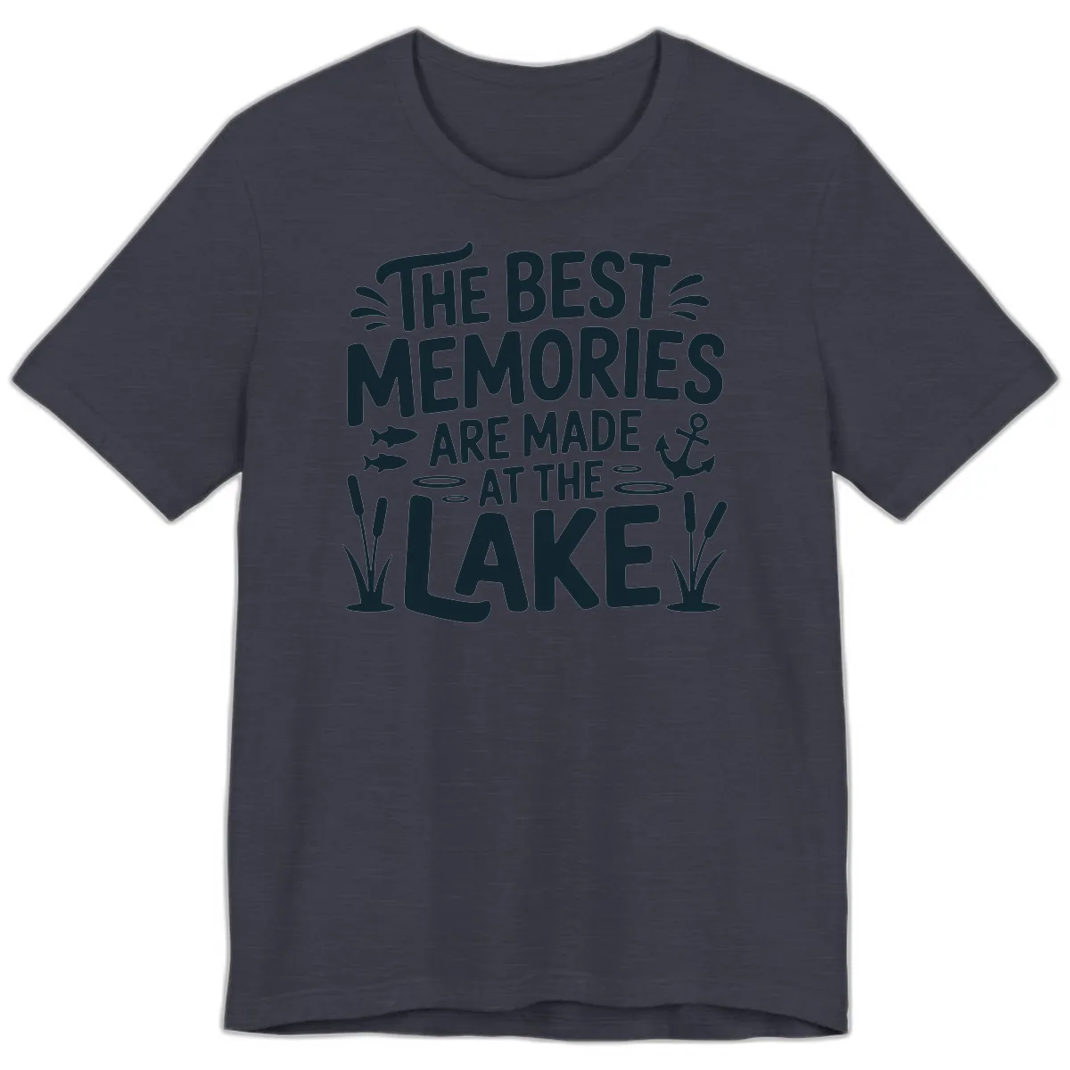 The Best Memories Are Made At The Lake Premium T-Shirt in Heather Midnight Navy