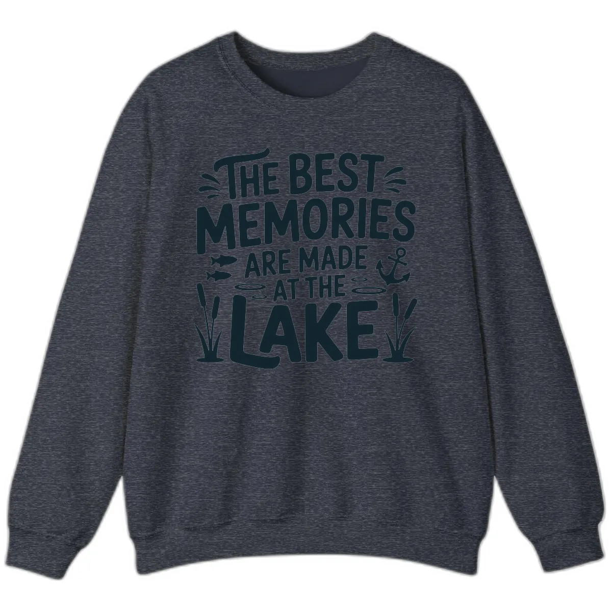 The Best Memories Are Made At The Lake Sweatshirt in Heather Sport Dark Navy