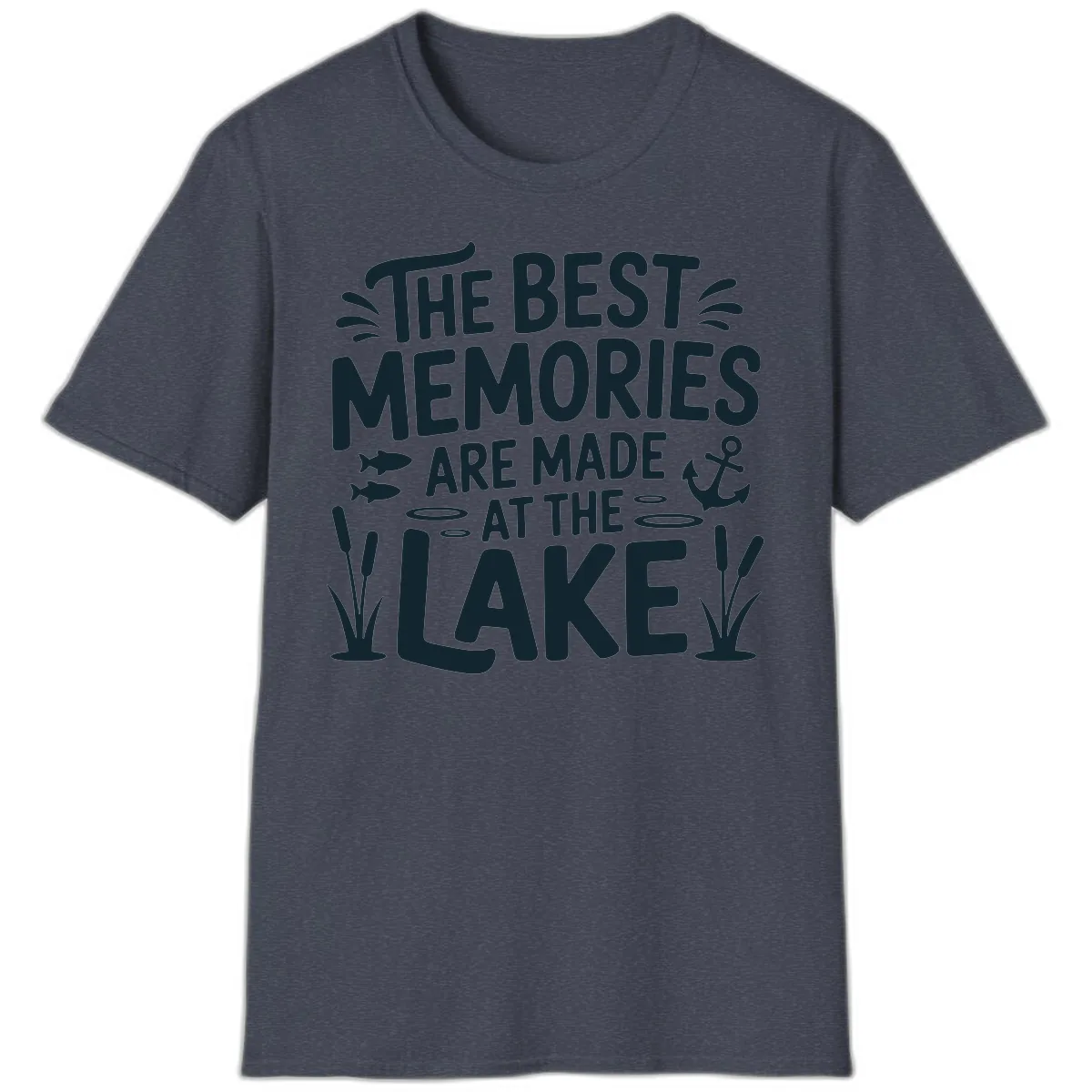 The Best Memories Are Made At The Lake T-Shirt in Heather Navy