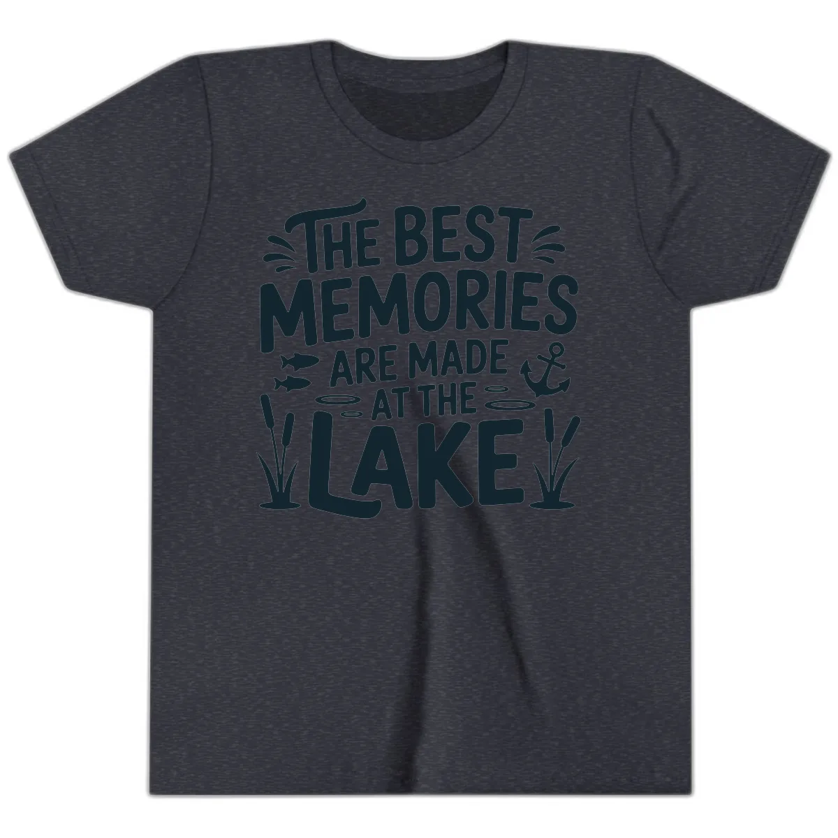 The Best Memories Are Made At The Lake Youth T-Shirt in Heather Navy