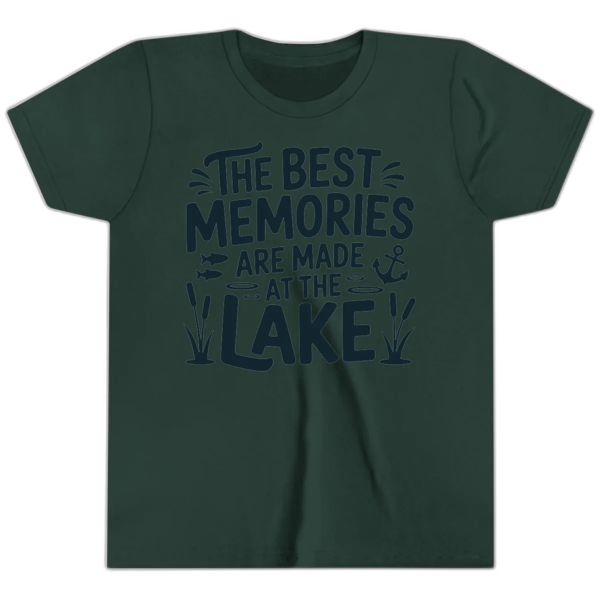 The Best Memories Are Made At The Lake Youth T-Shirt in Forest
