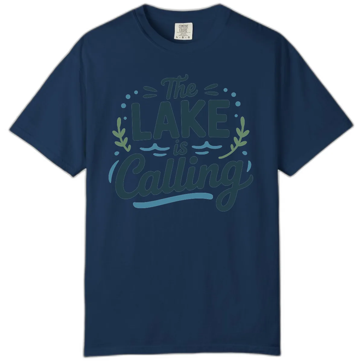 The Lake Is Calling Typography Design Comfort Color in Navy