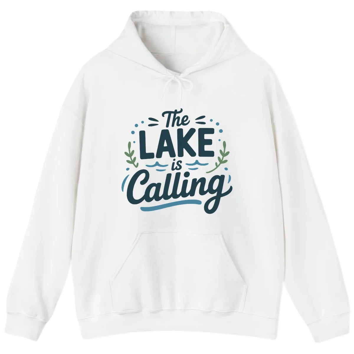 The Lake Is Calling Typography Design Hoodie in White