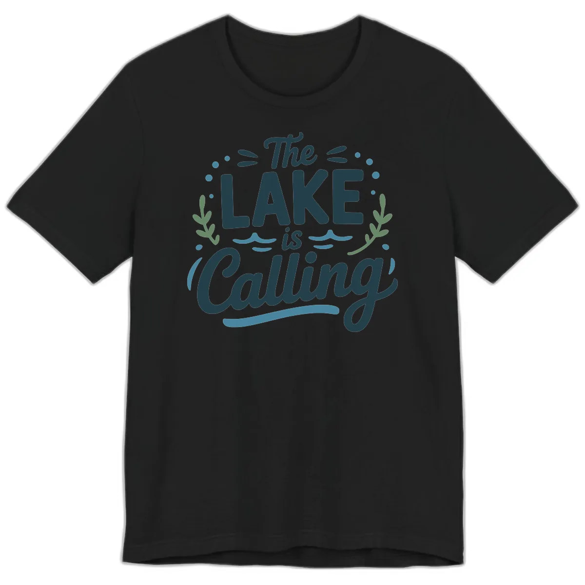 The Lake Is Calling Typography Design Premium T-Shirt in Black