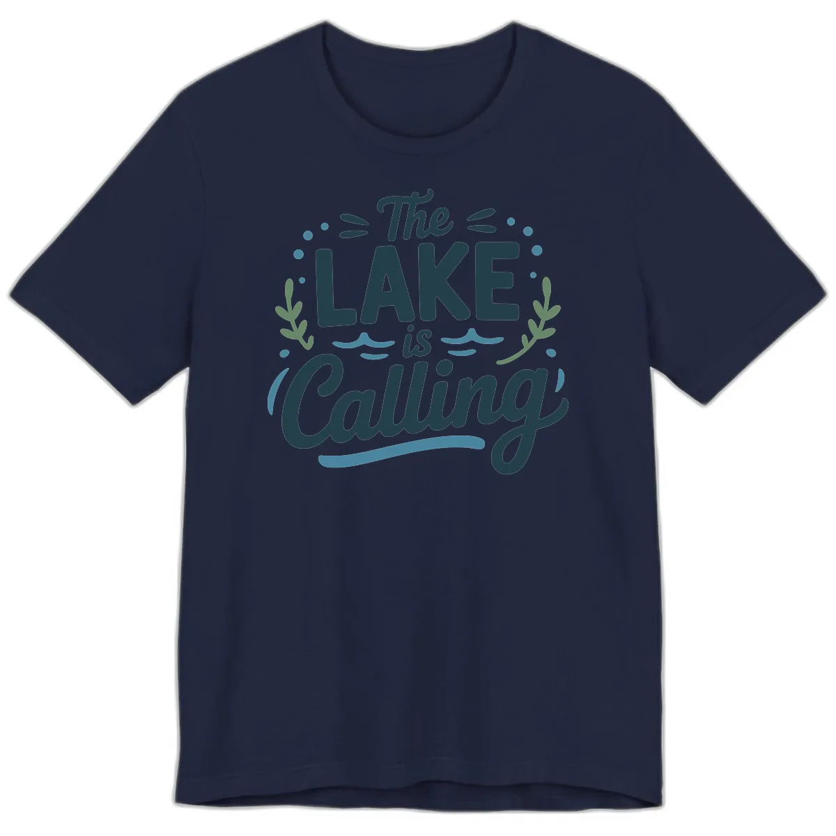 The Lake Is Calling Typography Design Premium T-Shirt in Navy