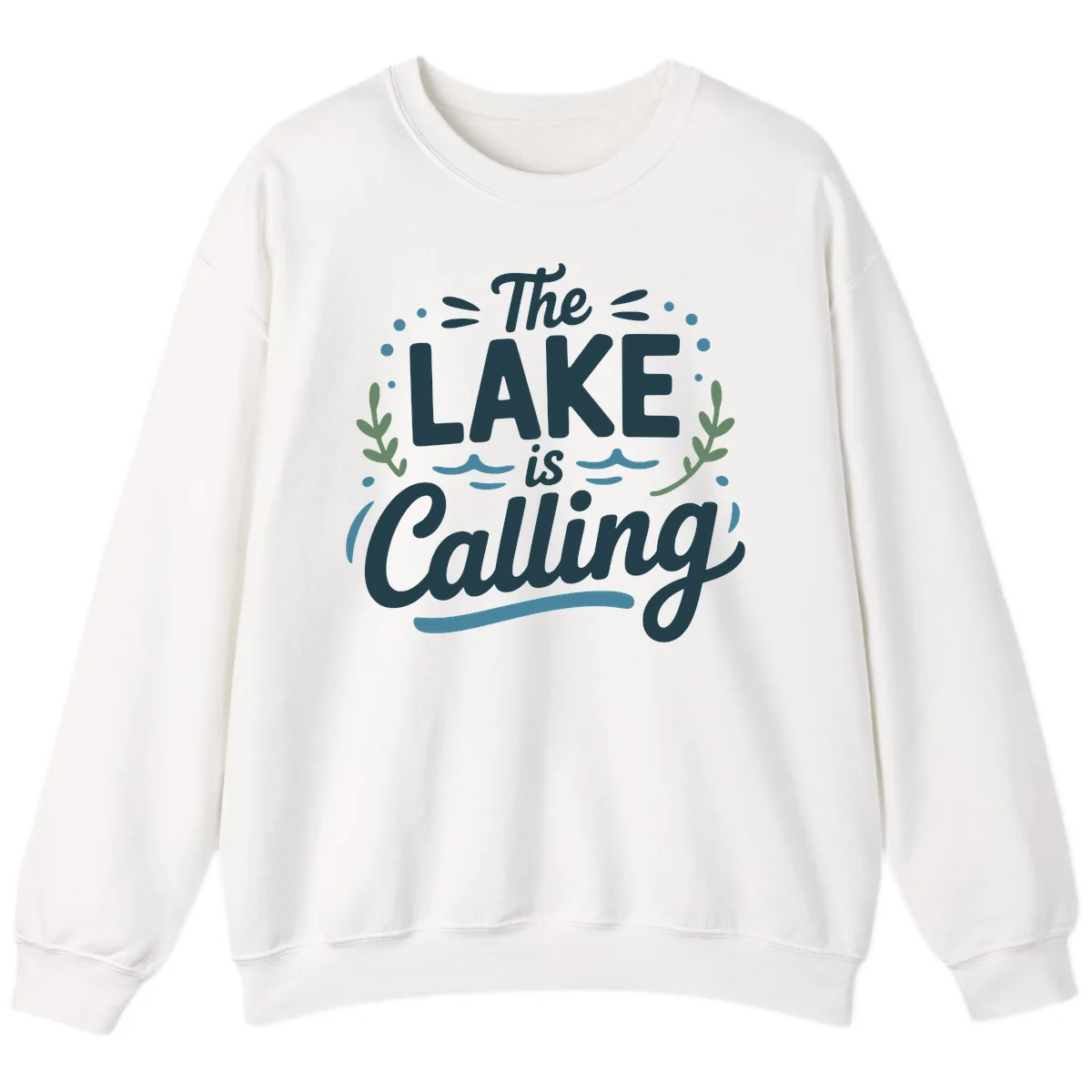 The Lake Is Calling Typography Design Sweatshirt in White