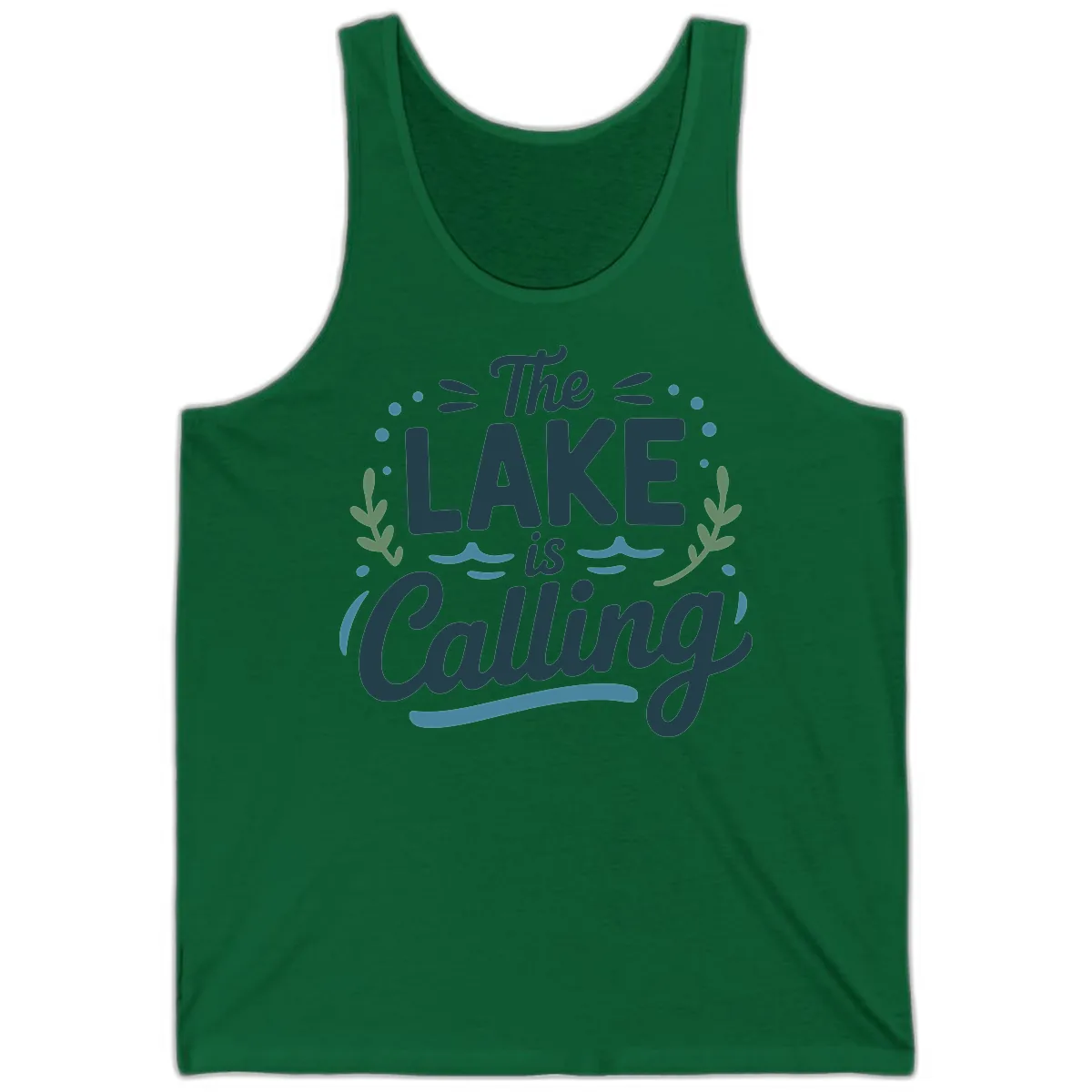 The Lake Is Calling Typography Design Tank in Kelly