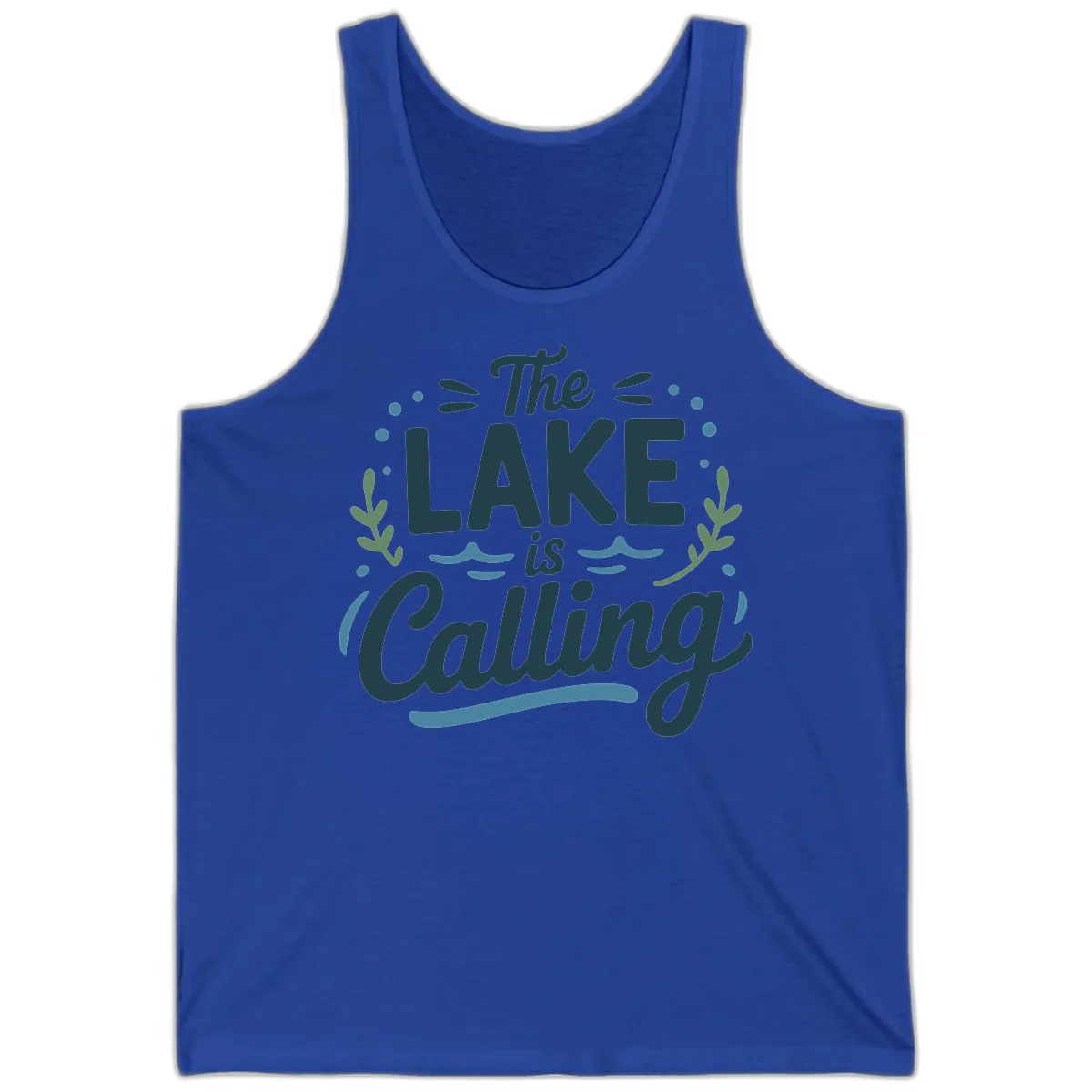 The Lake Is Calling Typography Design Tank in True Royal