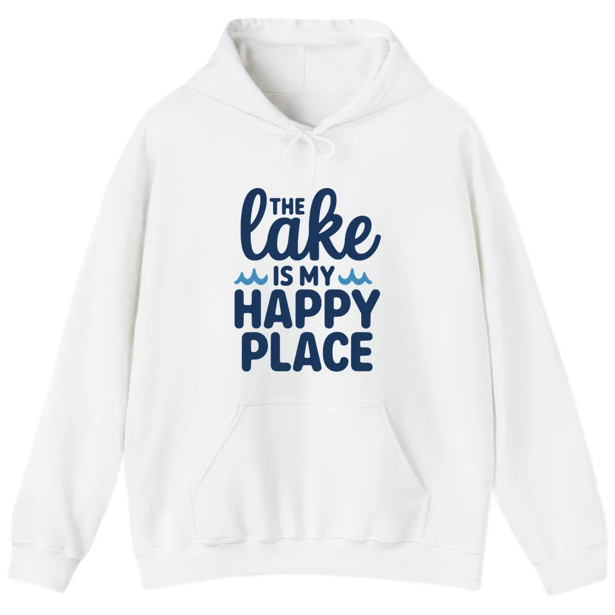 The Lake Is My Happy Place Design Hoodie in White