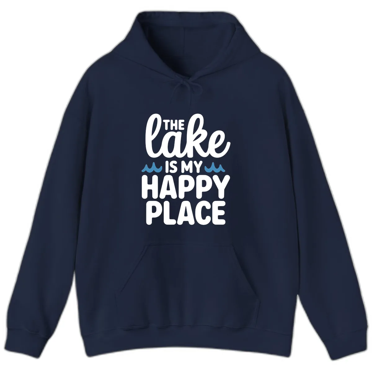 The Lake Is My Happy Place Design Hoodie in Navy