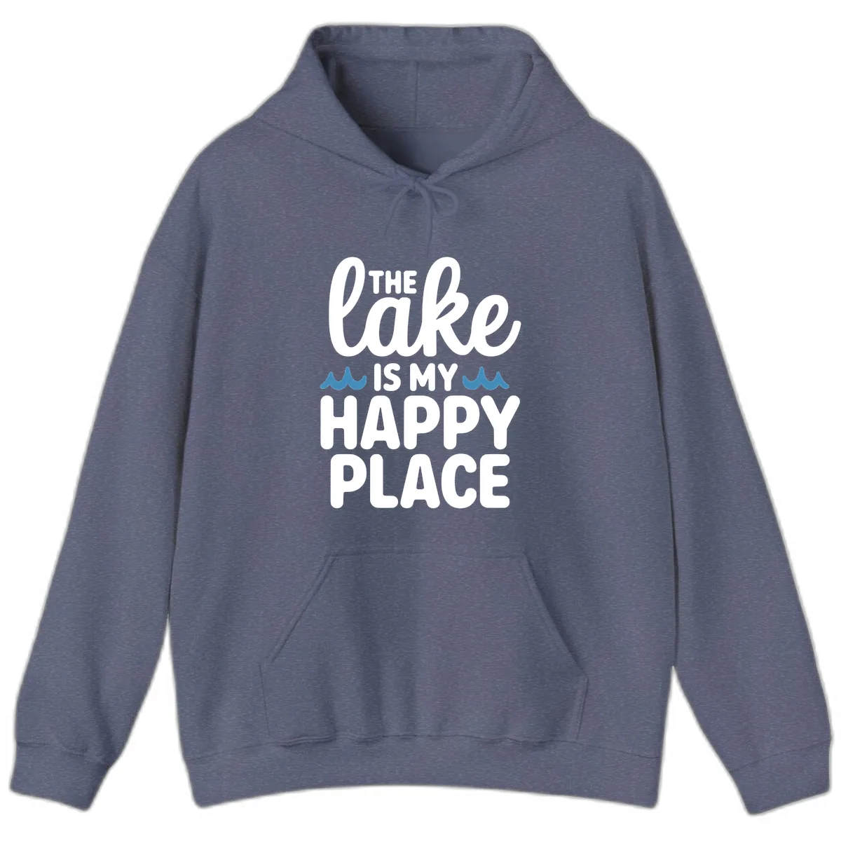 The Lake Is My Happy Place Design Hoodie in Heather Navy