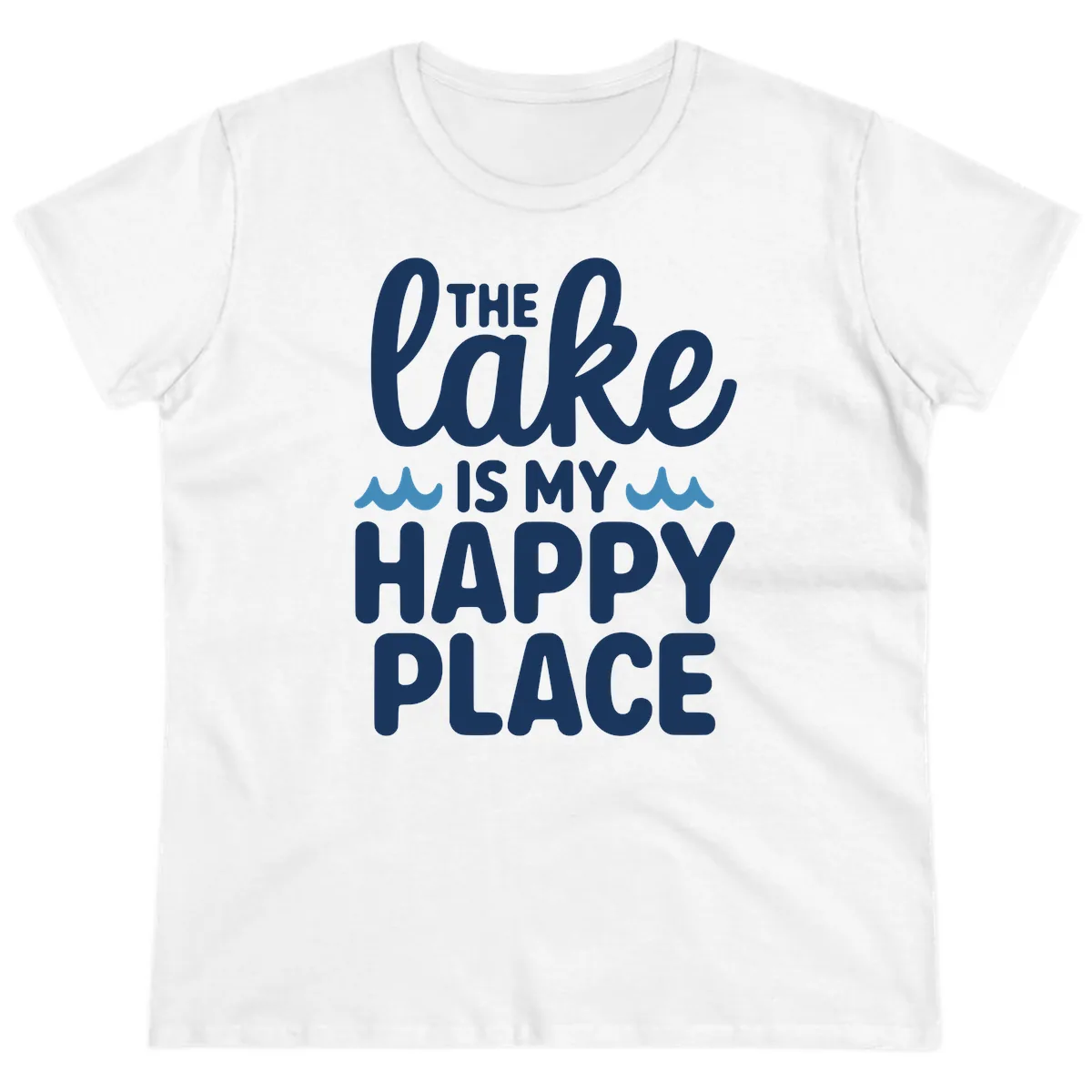 The Lake Is My Happy Place Design Ladies Tee in White