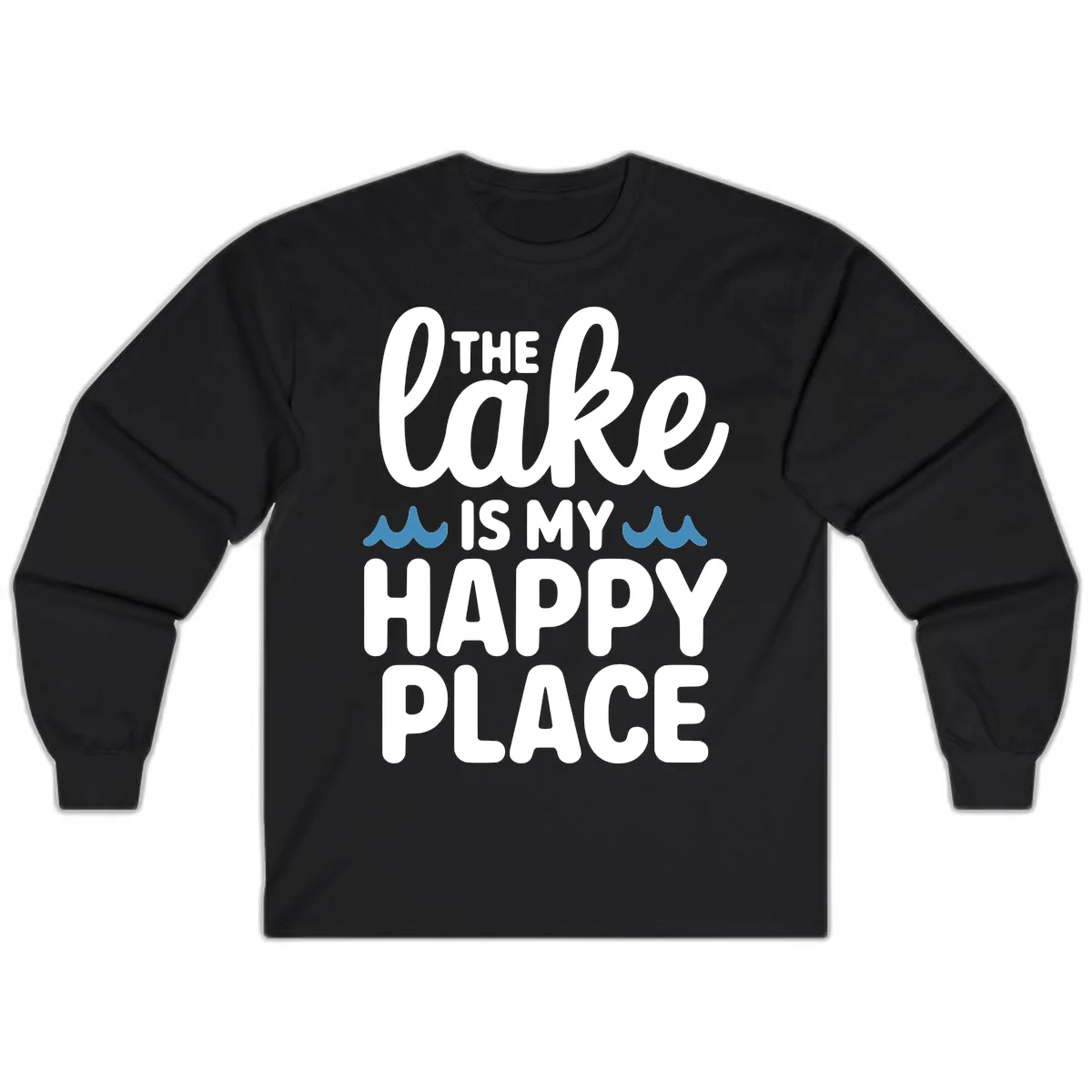 The Lake Is My Happy Place Design Long Sleeve in Black