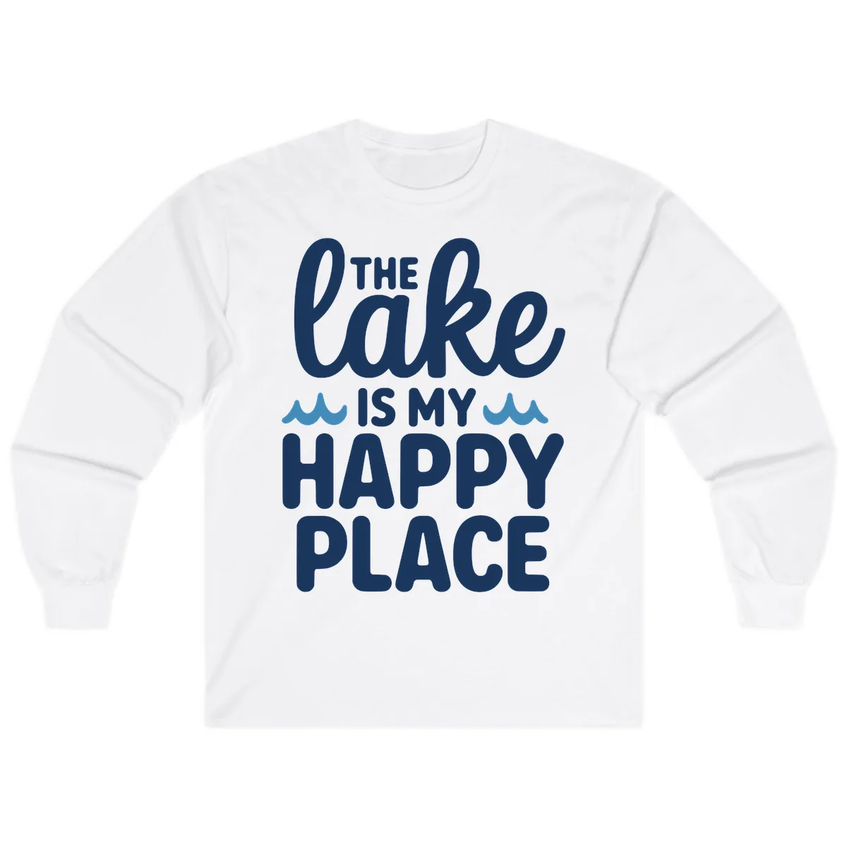The Lake Is My Happy Place Design Long Sleeve in White