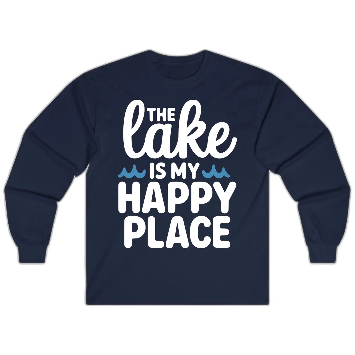 The Lake Is My Happy Place Design Long Sleeve in Navy