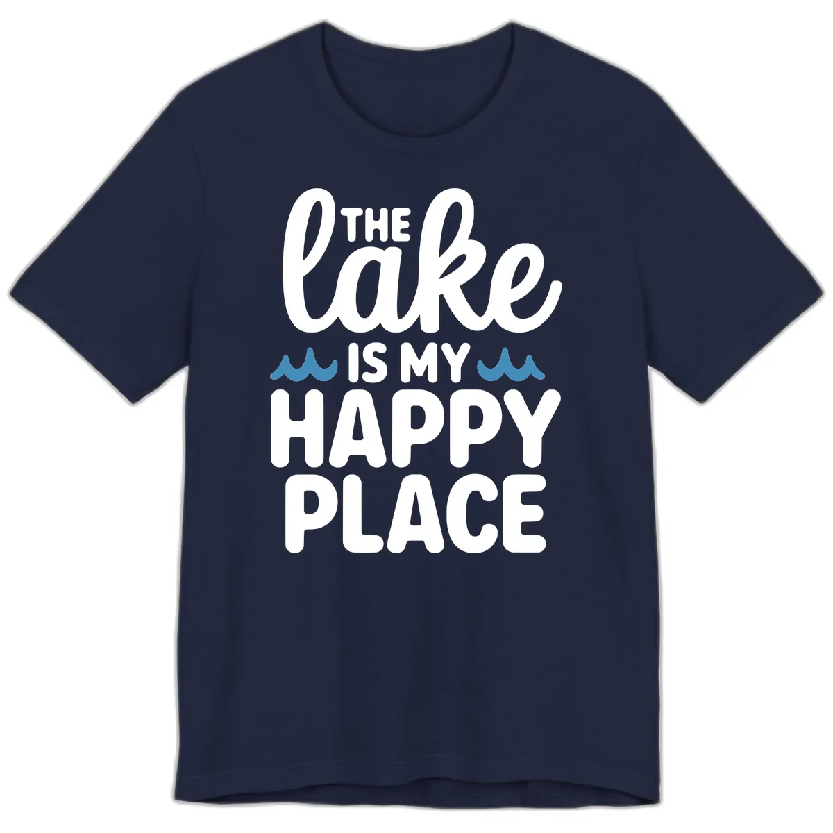 The Lake Is My Happy Place Design Premium T-Shirt in Navy